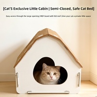 Maisonnette pour chat en carton ondulé de style mignon avec toit en feutre et griffoir intégré, idéale pour les grands chats d'intérieur - Vente en gros OEM
