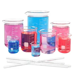 Lab Glassware Graduated Borosilicate 100ml 250ml 500ml 800ml Glass Beaker Set Measuring Cup