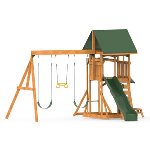 Tour de jeu en bois pour l'extérieur, aire de jeux de jardin, structure d'escalade en bois, ensemble de balançoires, échelle d'escalade en corde pour enfants avec accessoires en plastique - Product Image 1