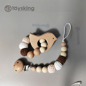 ToysKing fait à la main Crochet coton <span class=keywords><strong>bulle</strong></span> perles hochet en bois bébé sucette Clip Bracelet 100% en gros parfait bébé <span class=keywords><strong>dentition</strong></span> - Product Image 5