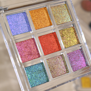 Nhãn hiệu riêng Duochrome Eyeshadow màu thay đổi lâu dài mica Bột ép long lanh 9 màu sắc Tắc Kè Hoa Eyeshadow <span class=keywords><strong>Palette</strong></span> - Product Image 4