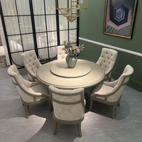 Ensemble de table à manger en bois massif moderne européenne et 6 chaises pour meubles de maison villa appartement