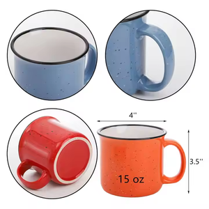 Personalizado 12oz 15oz17oz sublimación negro naranja blanco café vino agua esmalte Camping tazas taza con asa para impresión - Product Image 2