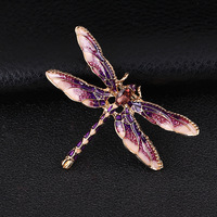 Broche Libellule en Strass Cristal pour Femme, Bijou Insecte Vintage, Broche Insecte Ailé Tonalité Or Rouge, Tendance