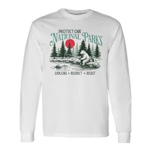 Camiseta de Manga Larga Protege Nuestros Parques Nacionales, Ecológica, Unisex, Cuello Redondo, Algodón, Promocional - Product Image 1