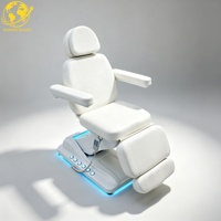 Table de massage électrique à levage hydraulique réglable à 3 moteurs |   Lit de beauté pour spa facial, tatouage et extensions de cils avec lumière LED pour salon