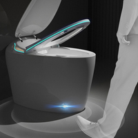 Sanitaire intelligent WC WC en forme d'oeuf Placard à eau Salle de bain Céramique Siège automatique monté au sol Cuvette de toilette électrique intelligente