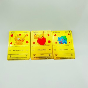 Cartes Pikachu Van Gogh avec chapeau en feutre gris et carte en métal doré - Product Image 1