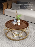 Table basse en métal de style nordique simple pour petits espaces, plateau en verre trempé couleur thé, meubles de luxe design