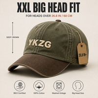 Casquette de golf XXL grande taille 68 cm en coton délavé crème, casquette de baseball à calotte profonde, casquette de sport vintage surdimensionnée, vente en gros OEM ODM