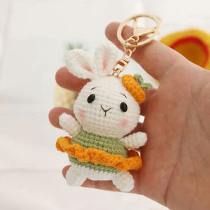 Porte-clés <span class=keywords><strong>en</strong></span> crochet fait main, poupée <span class=keywords><strong>en</strong></span> <span class=keywords><strong>laine</strong></span> pelucheuse, <span class=keywords><strong>lapin</strong></span>, pendentif pour clés <span class=keywords><strong>de</strong></span> voiture, jouet <span class=keywords><strong>en</strong></span> crochet tricoté, <span class=keywords><strong>lapin</strong></span> amigurumi - Product Image 4
