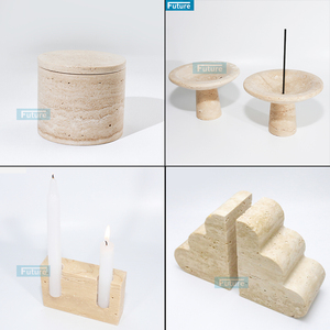 Travertine Stone Household Food Storage Containers Natural Marble Jars Travertine Storage Jars