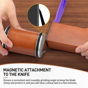 Kitchen Knife Sharpener Tool <b>Rolling</b> Knife Sharpener <b>Kit</b> with Diamond and Ceramic Discs and 15 & 20 Degree Magnetic Angle - Product Image 2