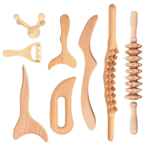 Outils de <span class=keywords><strong>massage</strong></span> efficaces pour la thérapie du bois, masseur de drainage lymphatique 8-en-1, kit de madérothérapie, masseur en bois, outils de sculpture corporelle - Product Image 1