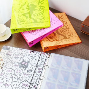 <span class=keywords><strong>Album</strong></span> à anneaux personnalisé pour cartes <span class=keywords><strong>photo</strong></span> K-pop, avec pages de couverture fluorescentes à motif lumineux pour collection de photocartes <span class=keywords><strong>d</strong></span>'idols - Product Image 3
