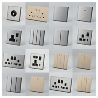 KLASS KS15 Grosir 13A Rangka Logam Stainless Steel Tahan Lama Standar BS UK Saklar dan Stopkontak Listrik Dinding