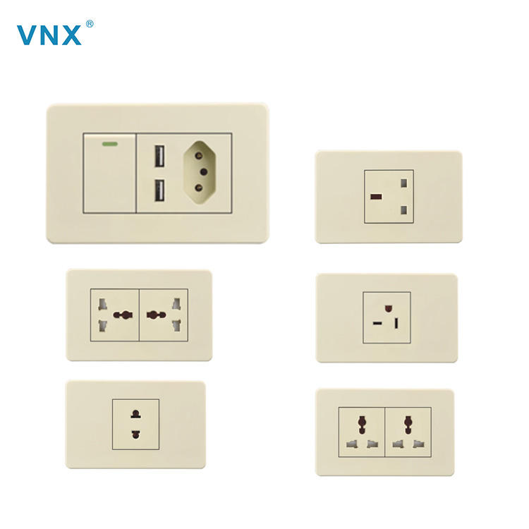 VNX Factory Supply 16A WallDouble Standard Power Socket Dual Ports Usb Charger Panel Brazil Switch Socket Wall