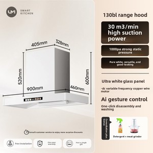 Youmeng CXW-360-UT130B Hotte aspirante à aspiration supérieure 30m/min pour cuisinière à gaz, modèle populaire pour la maison, blanche, avec évacuation des fumées - Product Image 1