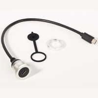 Port USB C de montage étanche avec écrou fileté montage sur panneau de verrouillage USB-C câble d'extension pour meubles de bureau de voiture