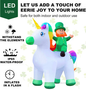 Duende Inflable Gigante de 9 Pies de Altura Montado en Unicornio con Luces LED, Impermeable, Decoración para el Día de San Patricio, Jardín, Patio, Centro Comercial, Fiesta - Product Image 4
