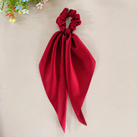 Chouchou en satin pour femme avec long foulard imprimé floral, élastique à cheveux style rétro, accessoires pour cheveux pour filles, coiffe