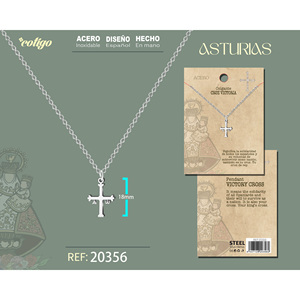 Ciondolo Croce della Vittoria Cotigo, Collana Elegante in Acciaio Placcato Argento, Modello 20356 - Product Image 1