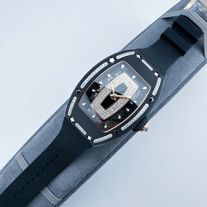 Reloj automático de cerámica negra con diamantes de alta calidad estilo RM 07-01 para mujer con correa de caucho - Product Image 5
