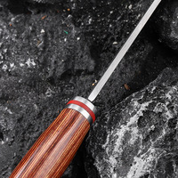 Couteau tactique de chasse à lame fixe en acier inoxydable avec étui en cuir, couteau de poche utilitaire de 3 pouces pour la viande et les fruits