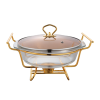 Chauffe-plats de luxe 2,0 L en acier inoxydable, double zone, alimenté par alcool solide, couleur or rose/or, marque CD