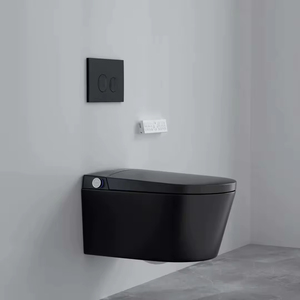 WC intelligent mural moderne FEIDU en céramique, sans réservoir, avec bidet intégré, allongé, noir, télécommande incluse, siphon en S, Air - Product Image 2