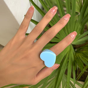 Bague en forme de cœur de pêche de couleur bonbon de charme coréen pour femmes, mode vintage Harajuku, bague en résine mignonne, charme esthétique des années <span class=keywords><strong>90</strong></span>, cadeau de bijoux - Product Image 4