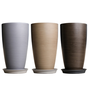 Pot tanaman plastik dalam ruangan, pot penanam Set plastik warna hitam abu-abu desain <span class=keywords><strong>Modern</strong></span> untuk taman dan bunga luar ruangan - Product Image 6