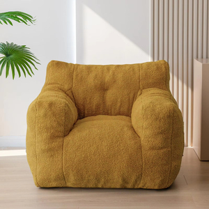 Frameless Sherpa <strong>Boucle</strong> Tufted <strong>Bean</strong> <strong>Bag</strong> Premium Quality for Living Room With Reading Pocket Teddy Lazy Sofa Compressible Sofa - Product Image 6