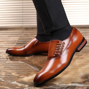 Zapatos de Vestir de Cuero para Hombre, Talla Grande, Suela Simple y Suave, Antideslizantes y Resistentes al Desgaste, con Cordones, Casuales - Product Image 3
