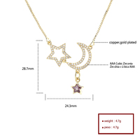 Collier à breloques en cuivre en gros 18 carats plaqué or Zircon étoile pendentif bijoux de mode pour femmes accessoires