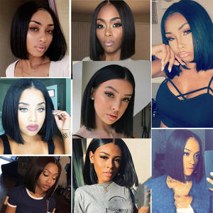 UMS Gran Oferta Peluca Bob con Parte Central Corta y Lisa de Fibra Sintética con Doble Trama a Máquina Ligera y Transpirable al por Mayor - Product Image 4