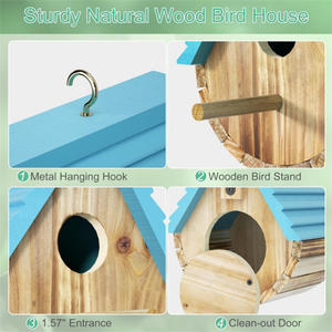 便宜的价格现代多功能天然木制悬挂蓝鸟屋红雀Wren燕子 - Product Image 4
