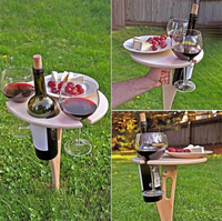 Porte-gobelet à vin pliable, support suspendu en bois, Tables de pique-nique, étagère à gobelets de plage, Table à vin CNLF