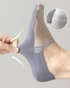 5 paia/lotto Calzini Invisibili da <span class=keywords><strong>Uomo</strong></span> in Seta Ghiaccio Ultra Sottili Traspiranti a Rete Scavata con Tallone in Silicone Antiscivolo - Product Image 5