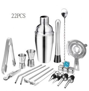 Juego de Herramientas de Bar Estilo Japonés 22 en 1, Acero Inoxidable, Mezclador de Bebidas de 25 oz con Colador/Sacacorchos - Product Image 1