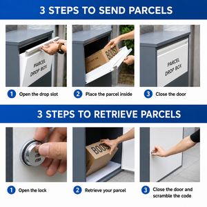 Outdoor-Briefkasten aus Edelstahl für Wohnhäuser, Paketbox mit Selbstschließender Tür, Zerlegbares Design, Abschließbar, Wetterfest - Product Image 4