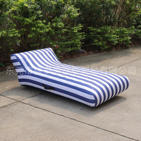 Chaise longue gonflable en forme de L personnalisée, housse en tissu Oxford 600D, chaise flottante de plage et de piscine classique à rayures en PVC pour adultes