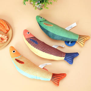 Juguete creativo duradero para gatos en forma de pez, divertido juguete de algodón para mascotas con hierba gatera para moler los dientes para perros, viene con bolsa de papel - Product Image 1