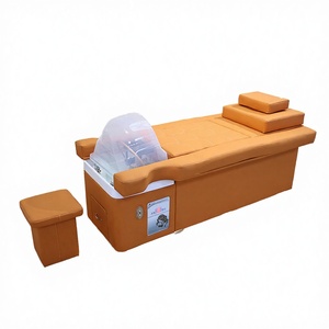 Fauteuil de lavage 2-en-1 en cuir PU avec bac à shampoing intégré et spa pour les pieds pour salons de beauté - Product Image 2