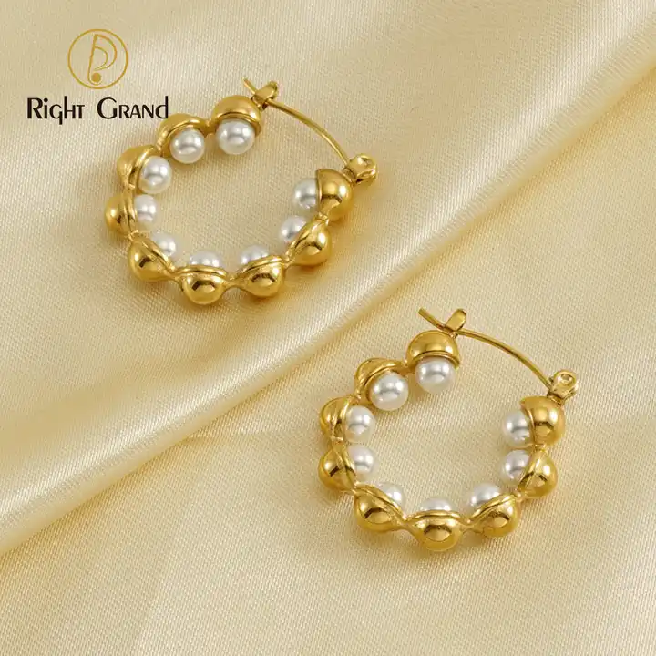 Golden Pearl designer bracelet earrings set at ₹1950 | Azilaa