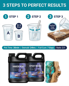 Professional <b>Epoxy</b> Resin and Hardener Low Odor UV Resistant Crystal Clear Self Leveling Resin for Wood <b>Table</b> Art Crafts Coating - Product Image 6