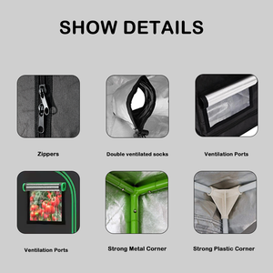 Tente <span class=keywords><strong>de</strong></span> <span class=keywords><strong>culture</strong></span> d'intérieur <span class=keywords><strong>de</strong></span> 2,6x6 pieds/80x80x180cm-<span class=keywords><strong>Chambre</strong></span> <span class=keywords><strong>de</strong></span> <span class=keywords><strong>croissance</strong></span> hydroponique réfléchissante en mylar avec fenêtre d'observation <span class=keywords><strong>et</strong></span> assemblage sans outil - Product Image 5