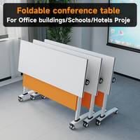 Table de formation pliante à plateau relevable, table de bureau en métal avec roulettes, table de salle de réunion modulaire, table de conférence pliante peu encombrante
