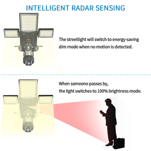 Caméra de <span class=keywords><strong>surveillance</strong></span> solaire extérieure 4G/WIFI, lampadaires, batterie 16000mAh, 3 modes d'éclairage, capteur de mouvement, télécommande, caméra IP à trois objectifs - Product Image 6