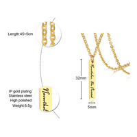 Vnox — collier avec pendentif plaqué or en acier inoxydable, plaque personnalisée avec nom, cadeau pour amoureux, femme